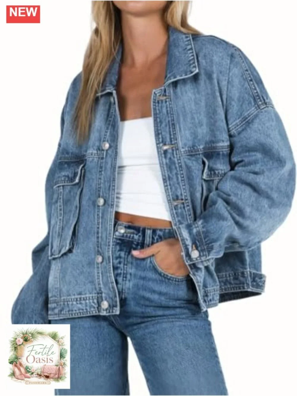 Oversized Boyfriend Denim Jacket Y2K Shacket Cotton Long Sleeve